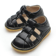 Solid Black Baby Boy Squeaky Sandals L132
